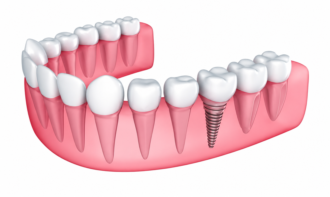 Impianto dentale singolo per dente mancante