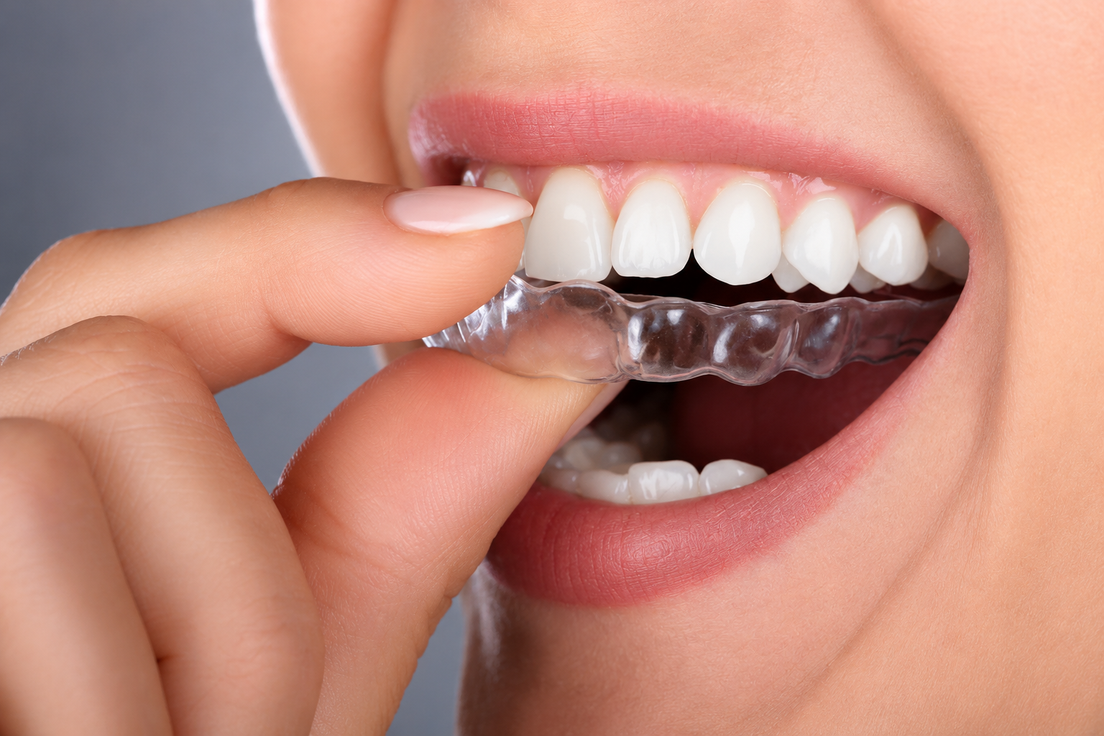 Allineatori trasparenti su arcata dentale